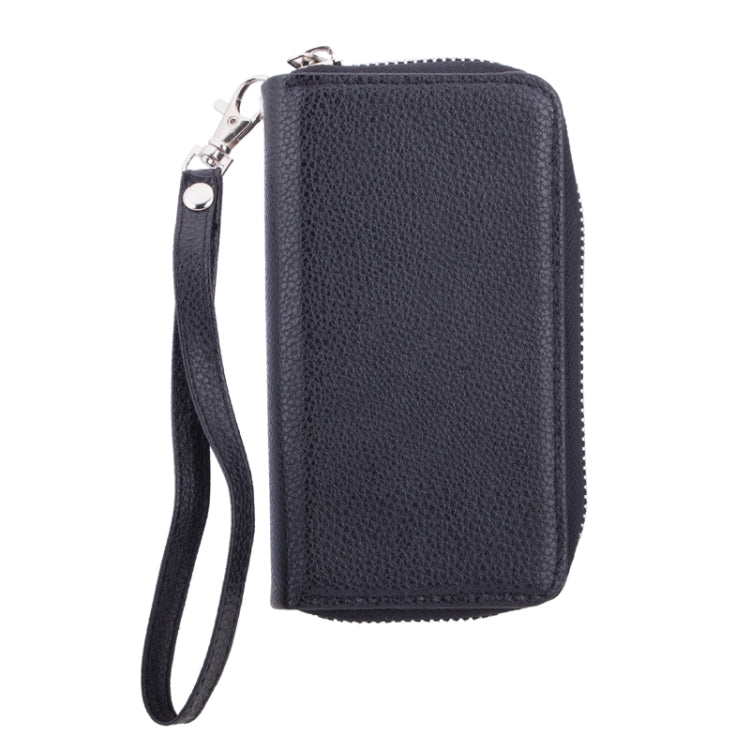 For Galaxy S6 2 in 1 Separable Zipper Wallet Leather Case with Lanyard (Black)