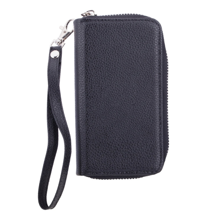 For Galaxy S6 Edge 2 in 1 Separable Zipper Wallet Leather Case with Lanyard (Black)