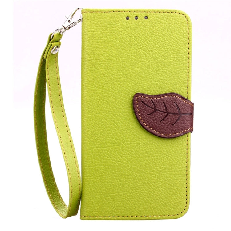 For Galaxy S6 Edge Leaf Magnetic Snap Litchi Texture Horizontal Flip Leather Case with Card Slots & Holder & Lanyard