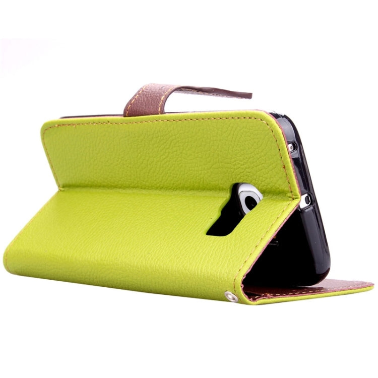 For Galaxy S6 Edge Leaf Magnetic Snap Litchi Texture Horizontal Flip Leather Case with Card Slots & Holder & Lanyard