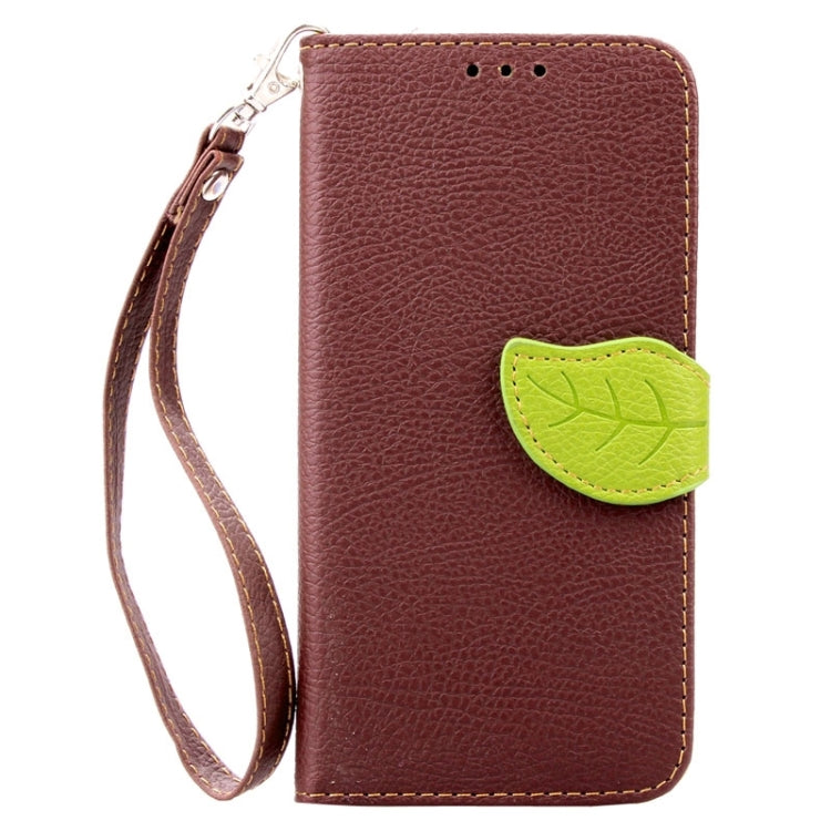 For Galaxy S6 Edge Leaf Magnetic Snap Litchi Texture Horizontal Flip Leather Case with Card Slots & Holder & Lanyard