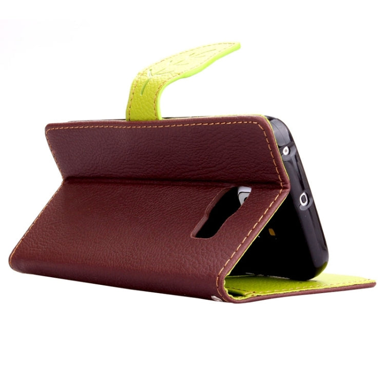 For Galaxy S6 Edge Leaf Magnetic Snap Litchi Texture Horizontal Flip Leather Case with Card Slots & Holder & Lanyard