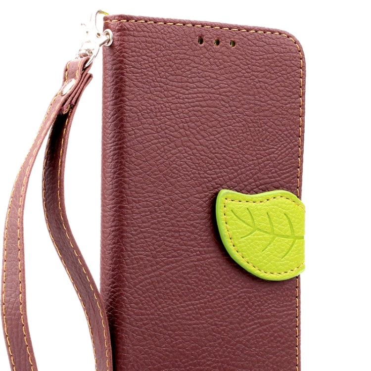 For Galaxy S6 Edge Leaf Magnetic Snap Litchi Texture Horizontal Flip Leather Case with Card Slots & Holder & Lanyard
