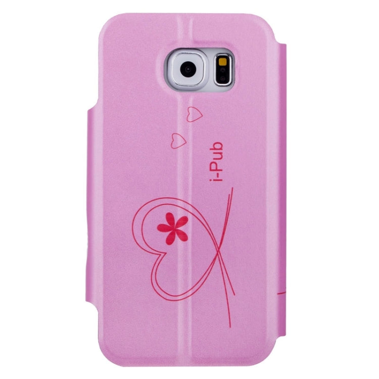 For Galaxy S6 / G920 Love Pattern Crazy Horse Texture Horizontal Flip Magnetic Buckle Leather Case with Card Slots & Holder