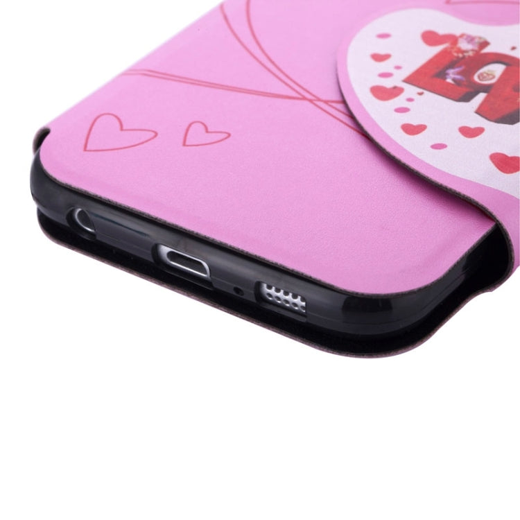 For Galaxy S6 / G920 Love Pattern Crazy Horse Texture Horizontal Flip Magnetic Buckle Leather Case with Card Slots & Holder