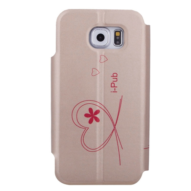 For Galaxy S6 / G920 Love Pattern Crazy Horse Texture Horizontal Flip Magnetic Buckle Leather Case with Card Slots & Holder
