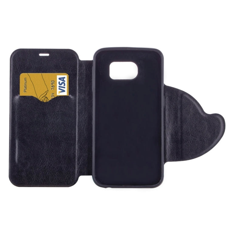 For Galaxy S6 / G920 Love Pattern Crazy Horse Texture Horizontal Flip Magnetic Buckle Leather Case with Card Slots & Holder