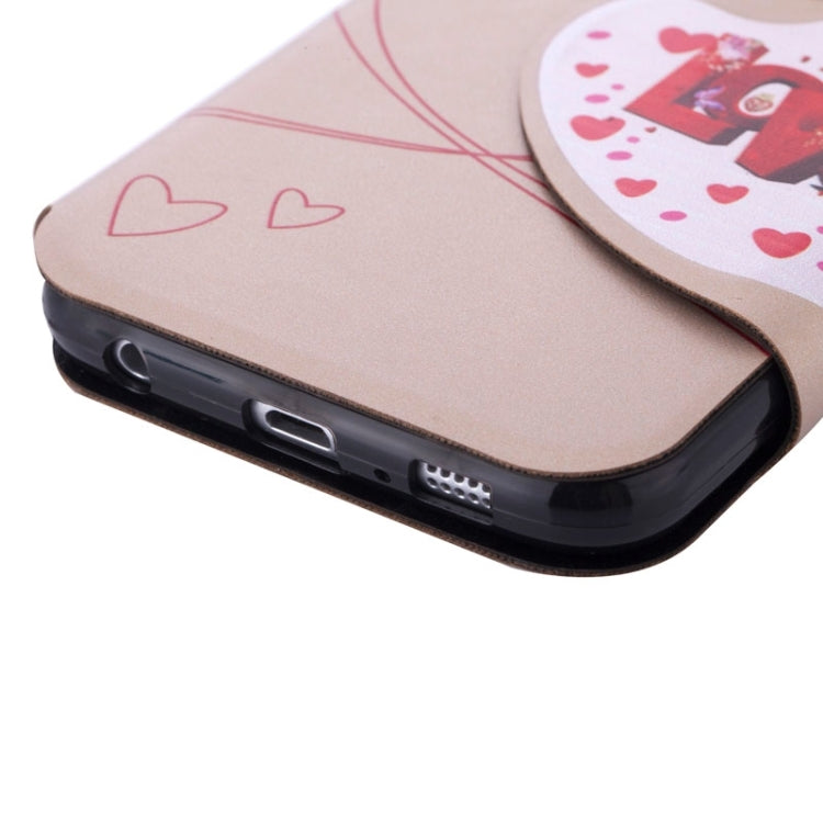 For Galaxy S6 / G920 Love Pattern Crazy Horse Texture Horizontal Flip Magnetic Buckle Leather Case with Card Slots & Holder
