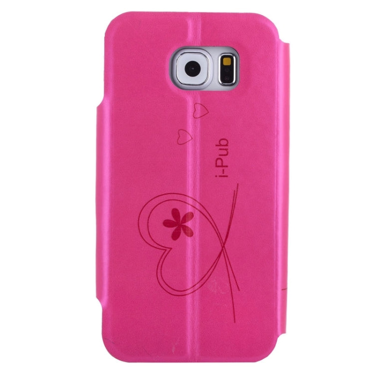 For Galaxy S6 / G920 Love Pattern Crazy Horse Texture Horizontal Flip Magnetic Buckle Leather Case with Card Slots & Holder