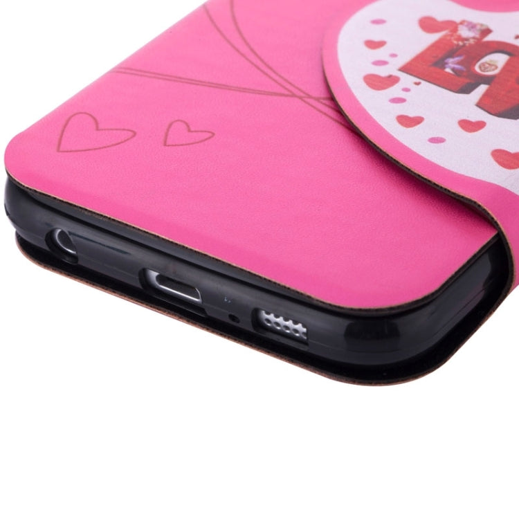 For Galaxy S6 / G920 Love Pattern Crazy Horse Texture Horizontal Flip Magnetic Buckle Leather Case with Card Slots & Holder