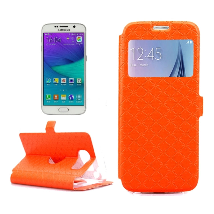 For Galaxy S6 / G920 Diamond Pattern Flip Leather Case with Card Slots & Holder & Caller ID Window