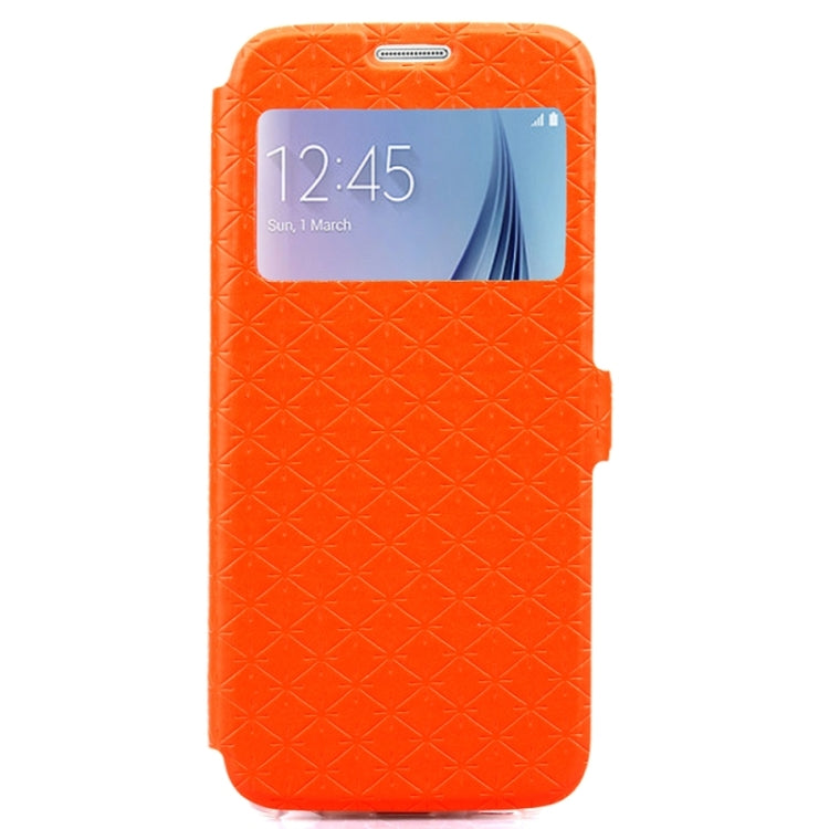 For Galaxy S6 / G920 Diamond Pattern Flip Leather Case with Card Slots & Holder & Caller ID Window