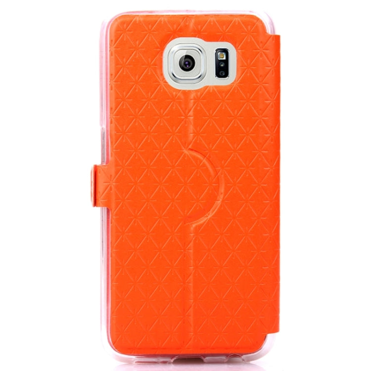 For Galaxy S6 / G920 Diamond Pattern Flip Leather Case with Card Slots & Holder & Caller ID Window