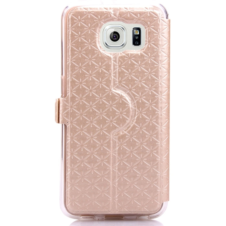 For Galaxy S6 / G920 Diamond Pattern Flip Leather Case with Card Slots & Holder & Caller ID Window