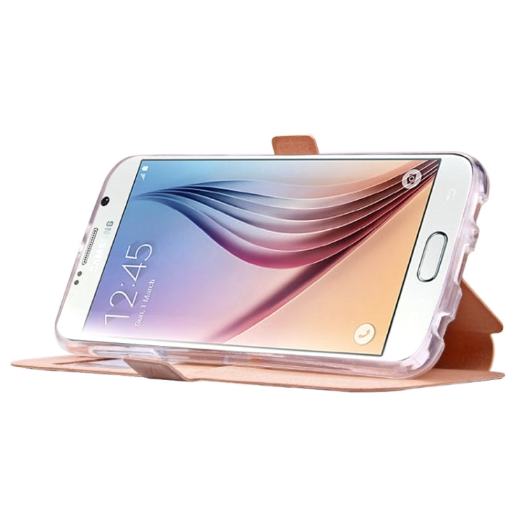 For Galaxy S6 / G920 Diamond Pattern Flip Leather Case with Card Slots & Holder & Caller ID Window