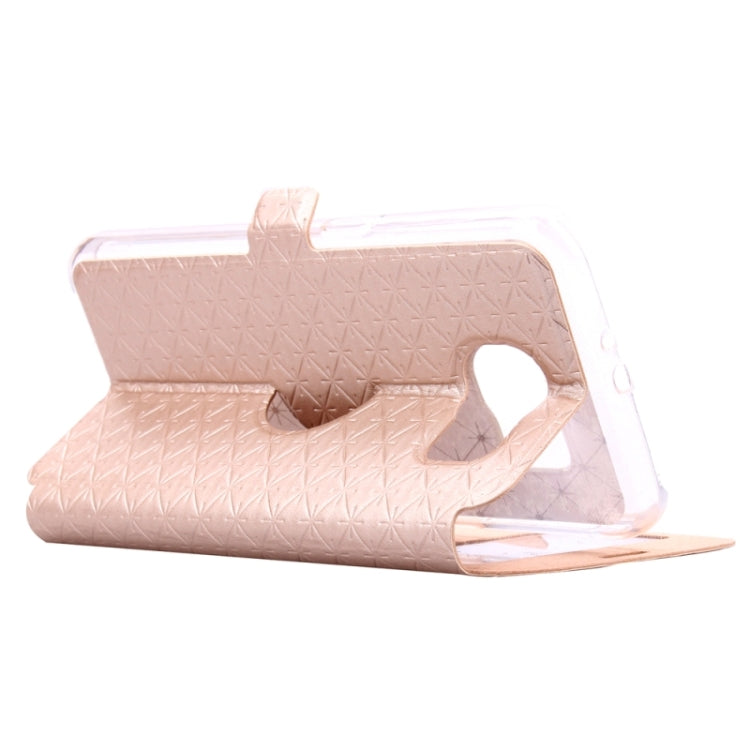 For Galaxy S6 / G920 Diamond Pattern Flip Leather Case with Card Slots & Holder & Caller ID Window