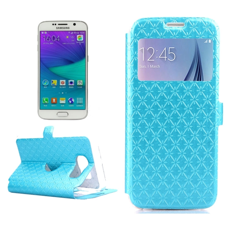 For Galaxy S6 / G920 Diamond Pattern Flip Leather Case with Card Slots & Holder & Caller ID Window