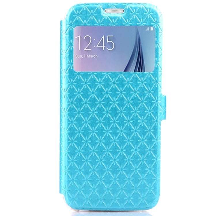 For Galaxy S6 / G920 Diamond Pattern Flip Leather Case with Card Slots & Holder & Caller ID Window