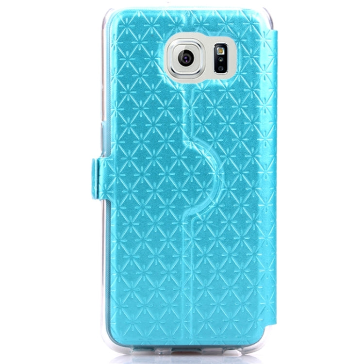 For Galaxy S6 / G920 Diamond Pattern Flip Leather Case with Card Slots & Holder & Caller ID Window