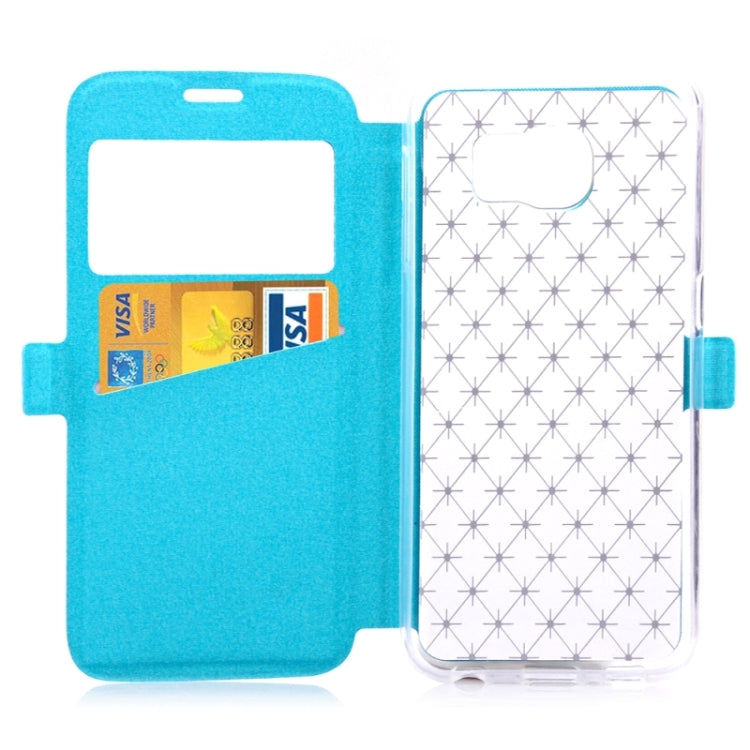 For Galaxy S6 / G920 Diamond Pattern Flip Leather Case with Card Slots & Holder & Caller ID Window