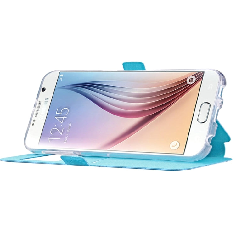 For Galaxy S6 / G920 Diamond Pattern Flip Leather Case with Card Slots & Holder & Caller ID Window