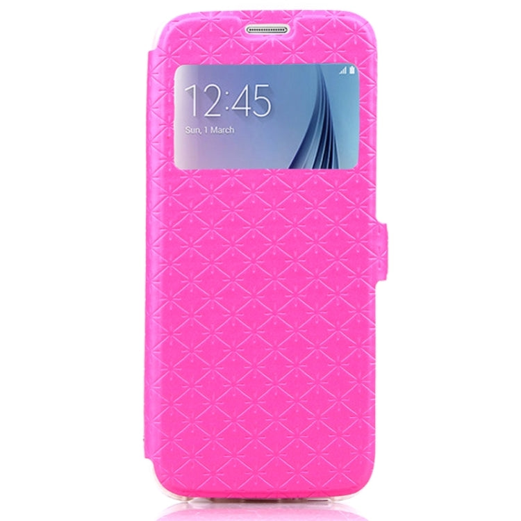For Galaxy S6 / G920 Diamond Pattern Flip Leather Case with Card Slots & Holder & Caller ID Window