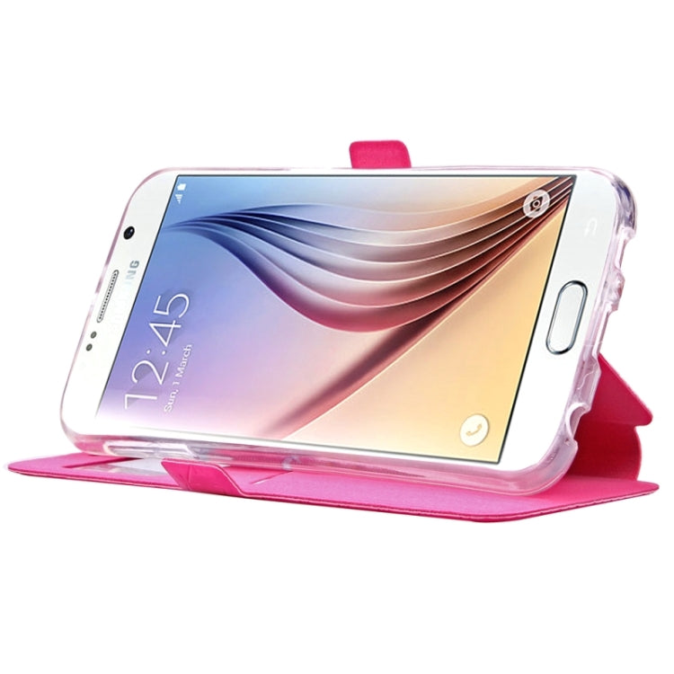 For Galaxy S6 / G920 Diamond Pattern Flip Leather Case with Card Slots & Holder & Caller ID Window