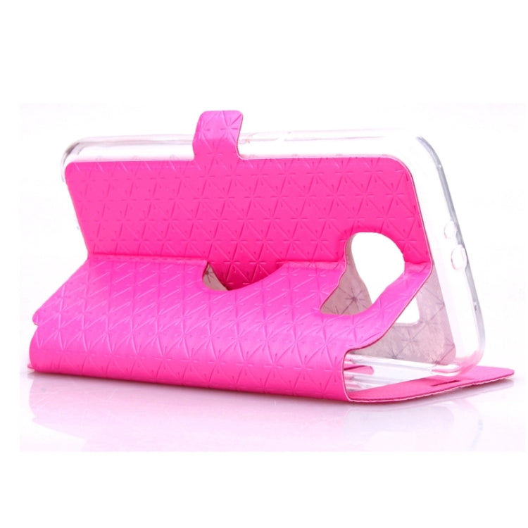 For Galaxy S6 / G920 Diamond Pattern Flip Leather Case with Card Slots & Holder & Caller ID Window