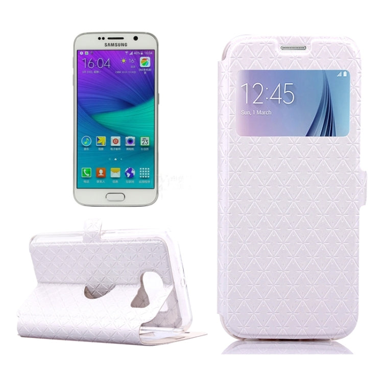 For Galaxy S6 / G920 Diamond Pattern Flip Leather Case with Card Slots & Holder & Caller ID Window