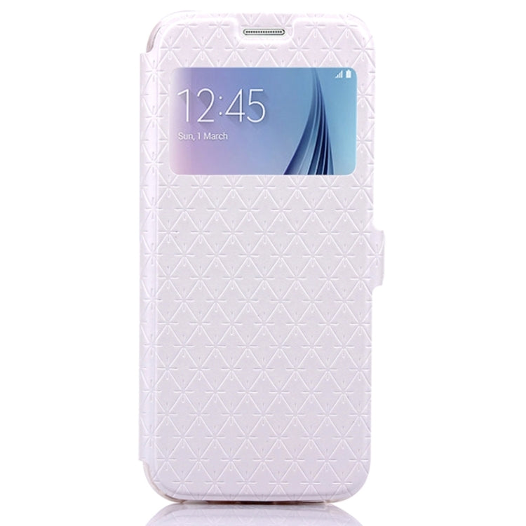 For Galaxy S6 / G920 Diamond Pattern Flip Leather Case with Card Slots & Holder & Caller ID Window