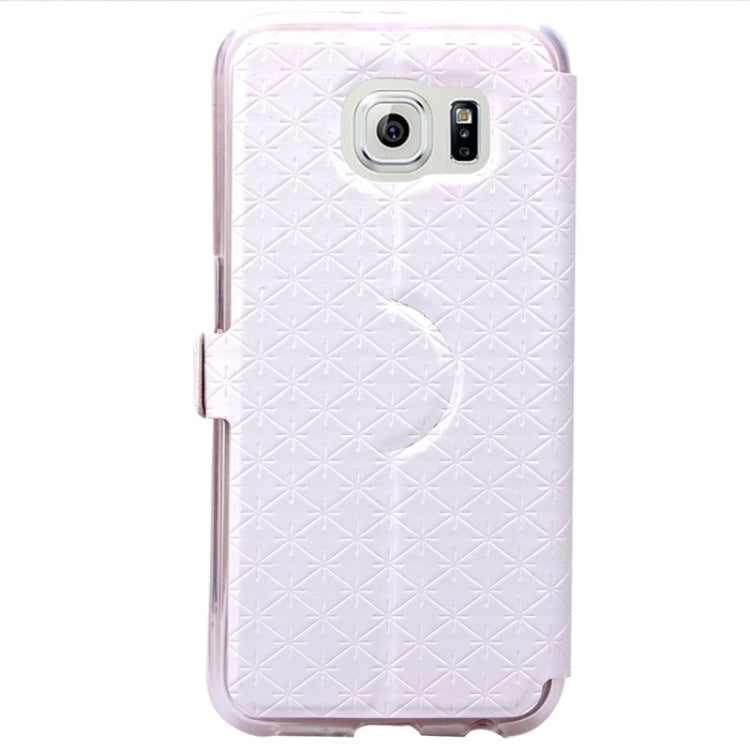 For Galaxy S6 / G920 Diamond Pattern Flip Leather Case with Card Slots & Holder & Caller ID Window