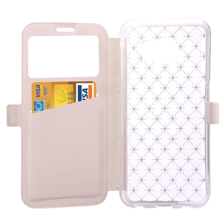 For Galaxy S6 / G920 Diamond Pattern Flip Leather Case with Card Slots & Holder & Caller ID Window