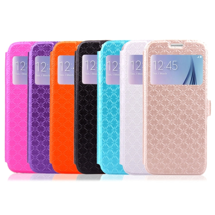 For Galaxy S6 / G920 Diamond Pattern Flip Leather Case with Card Slots & Holder & Caller ID Window