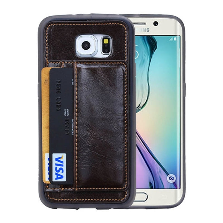 For Galaxy S6 Edge Crazy Horse Texture PU Leather + TPU + PC Case with Card Slots & Holder