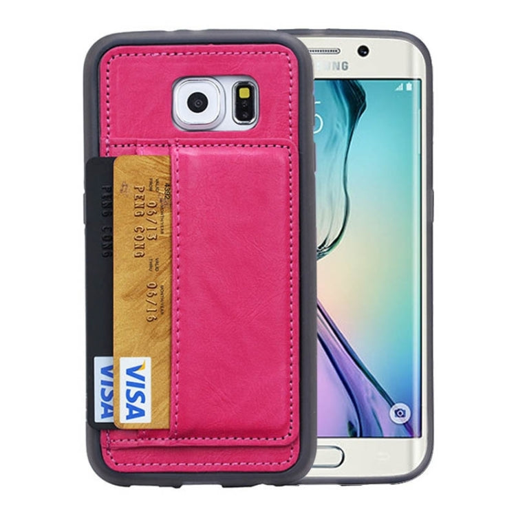 For Galaxy S6 Edge Crazy Horse Texture PU Leather + TPU + PC Case with Card Slots & Holder