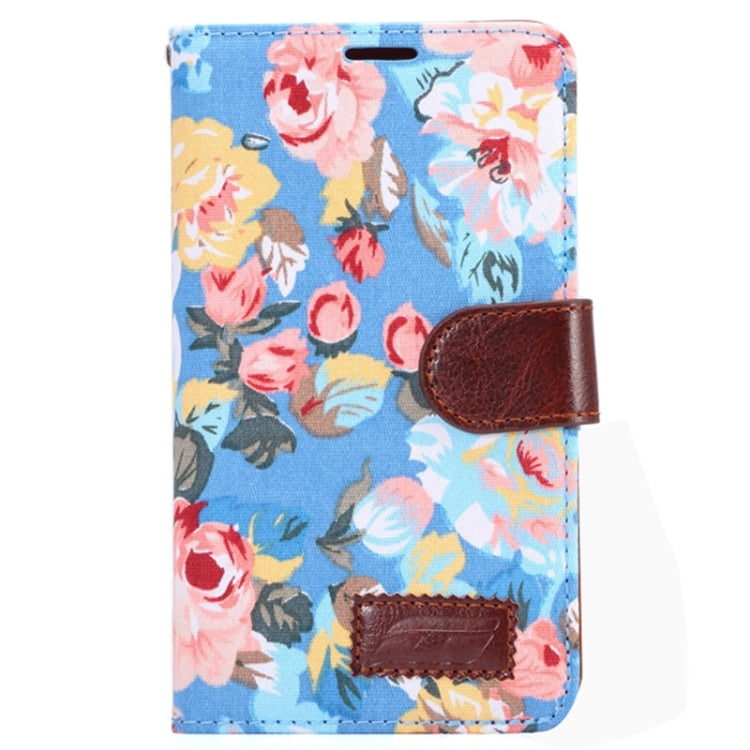 Flower Cloth Leather Case with Holder and Card Slots for Galaxy Note Edge / N915