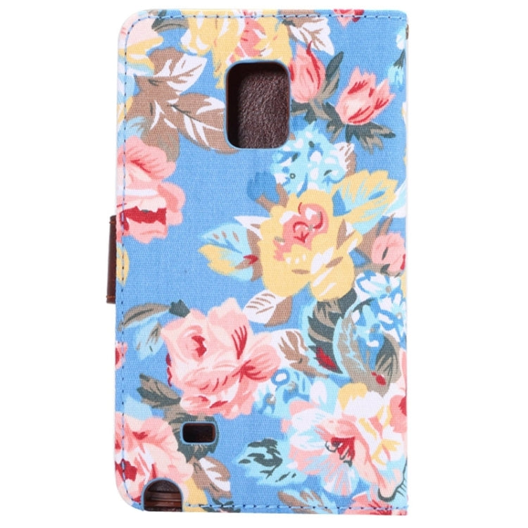 Flower Cloth Leather Case with Holder and Card Slots for Galaxy Note Edge / N915