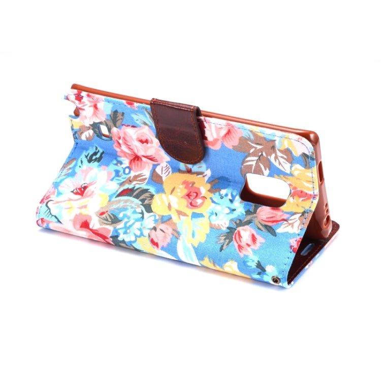 Flower Cloth Leather Case with Holder and Card Slots for Galaxy Note Edge / N915