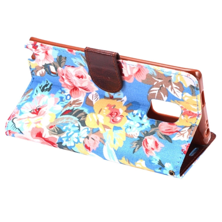 Flower Cloth Leather Case with Holder and Card Slots for Galaxy Note Edge / N915