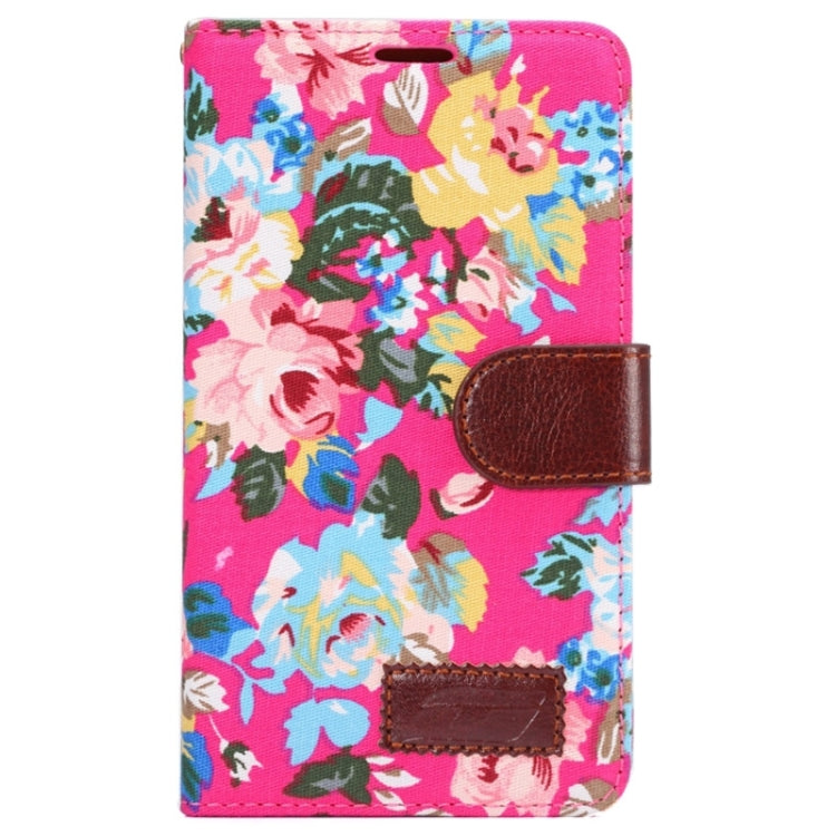 Flower Cloth Leather Case with Holder and Card Slots for Galaxy Note Edge / N915