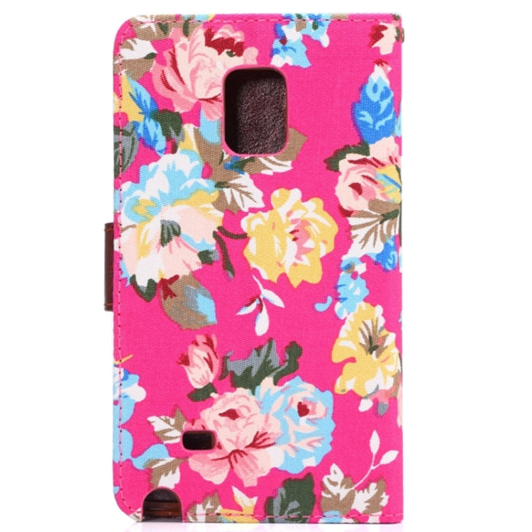 Flower Cloth Leather Case with Holder and Card Slots for Galaxy Note Edge / N915