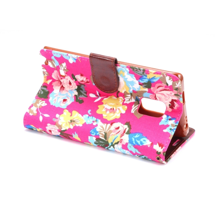 Flower Cloth Leather Case with Holder and Card Slots for Galaxy Note Edge / N915