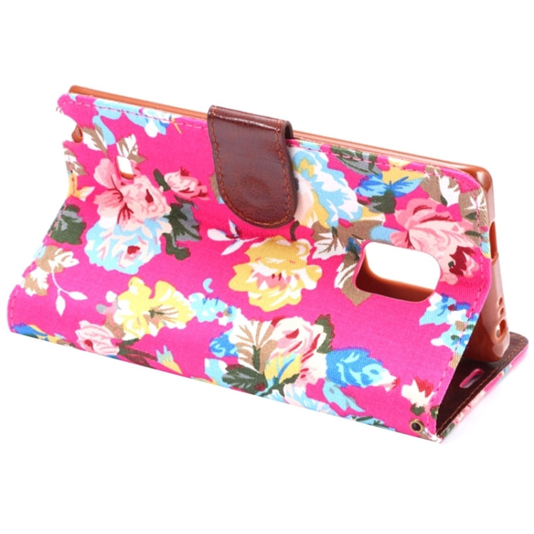 Flower Cloth Leather Case with Holder and Card Slots for Galaxy Note Edge / N915