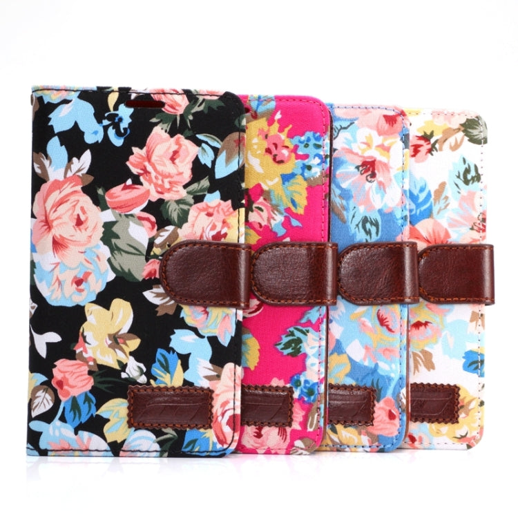 Flower Cloth Leather Case with Holder and Card Slots for Galaxy Note Edge / N915