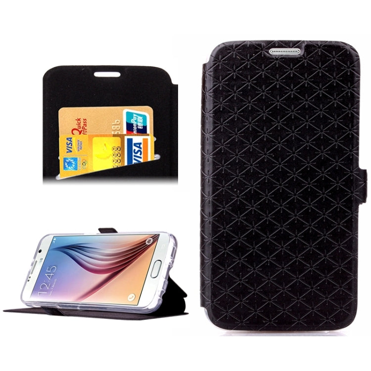 For Galaxy S6 / G920 Diamond Pattern Flip Leather Case with Card Slots & Holder