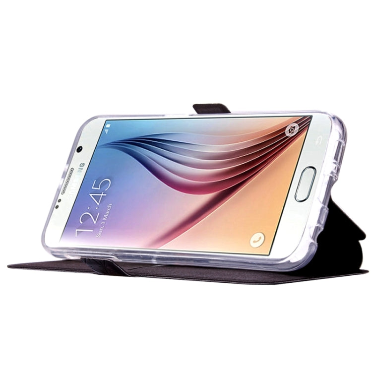 For Galaxy S6 / G920 Diamond Pattern Flip Leather Case with Card Slots & Holder