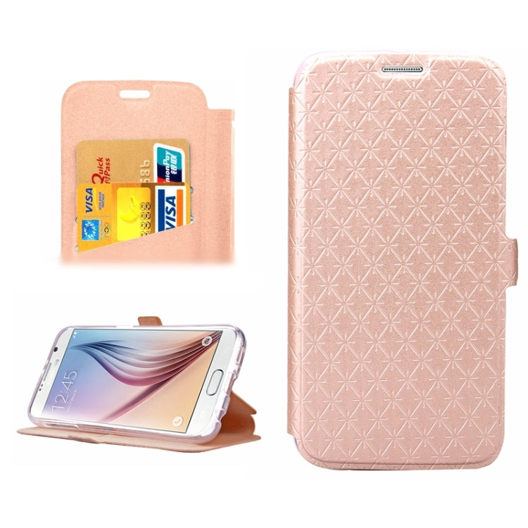For Galaxy S6 / G920 Diamond Pattern Flip Leather Case with Card Slots & Holder