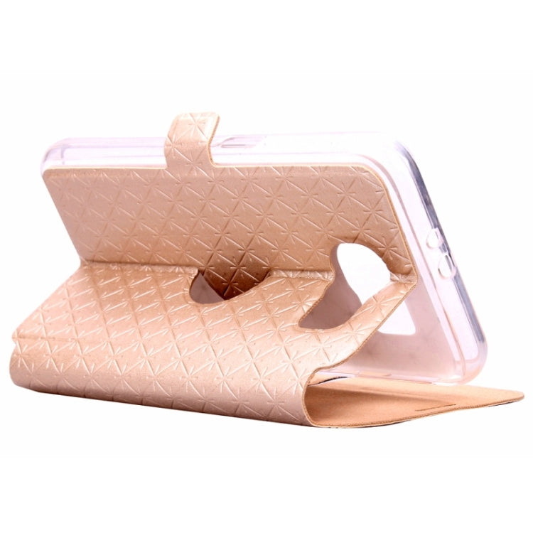 For Galaxy S6 / G920 Diamond Pattern Flip Leather Case with Card Slots & Holder