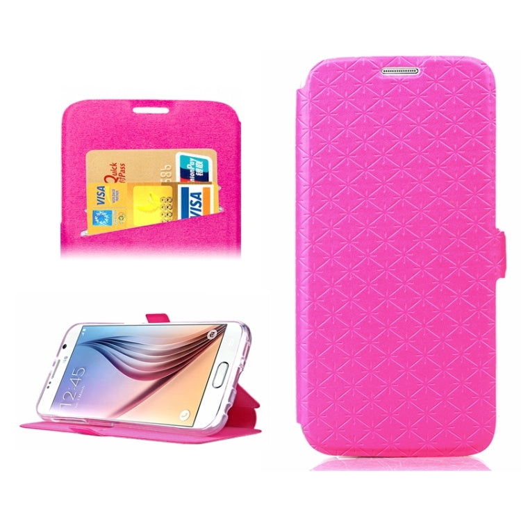 For Galaxy S6 / G920 Diamond Pattern Flip Leather Case with Card Slots & Holder