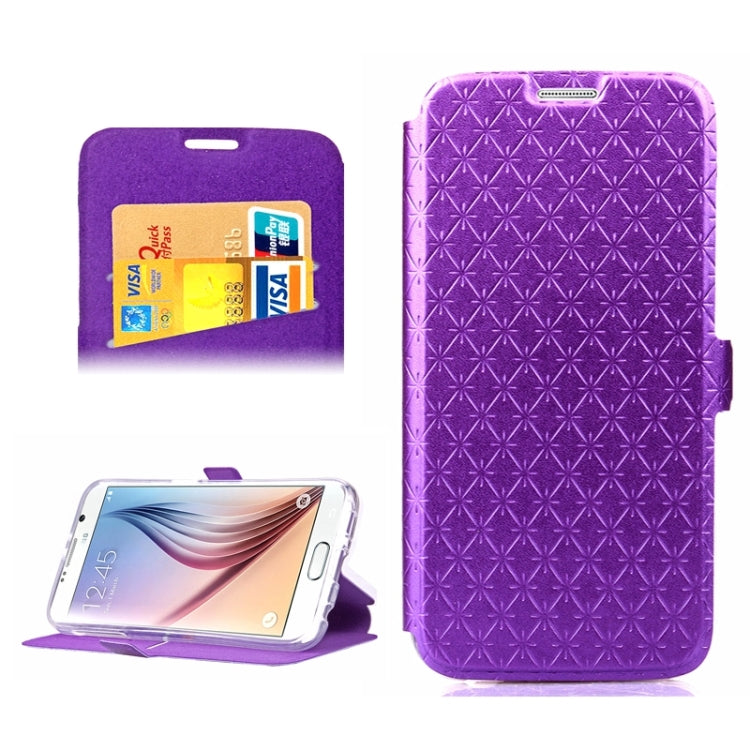 For Galaxy S6 / G920 Diamond Pattern Flip Leather Case with Card Slots & Holder
